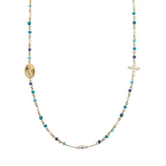 Collar corto LOVE - Azul - Oro -