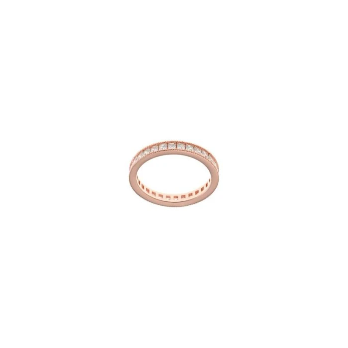 SORTIJA PLATA CHAPADO ROSA CIRCONITAS BLANCAS SQUARE