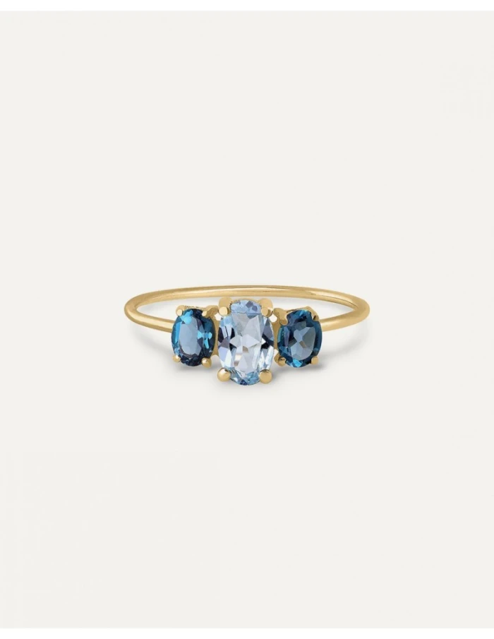ANILLO TRIPLE OVAL AGUAMARINA Y LONDON BLUE