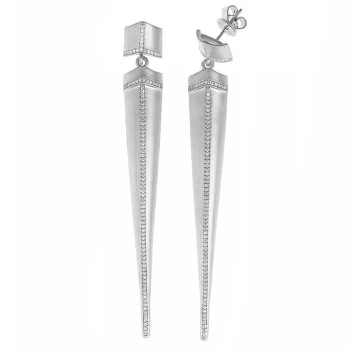 PENDIENTES PLATA PINCHOS SATINADOS