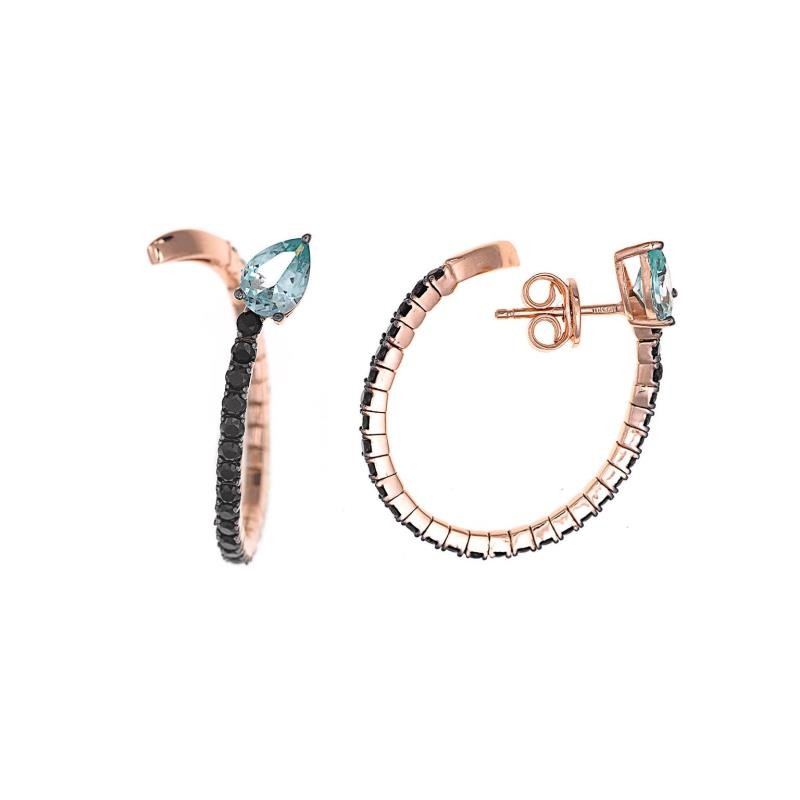 PENDIENTES PLATA CHAPADO ROSA OVALO PERA CIRCONITA