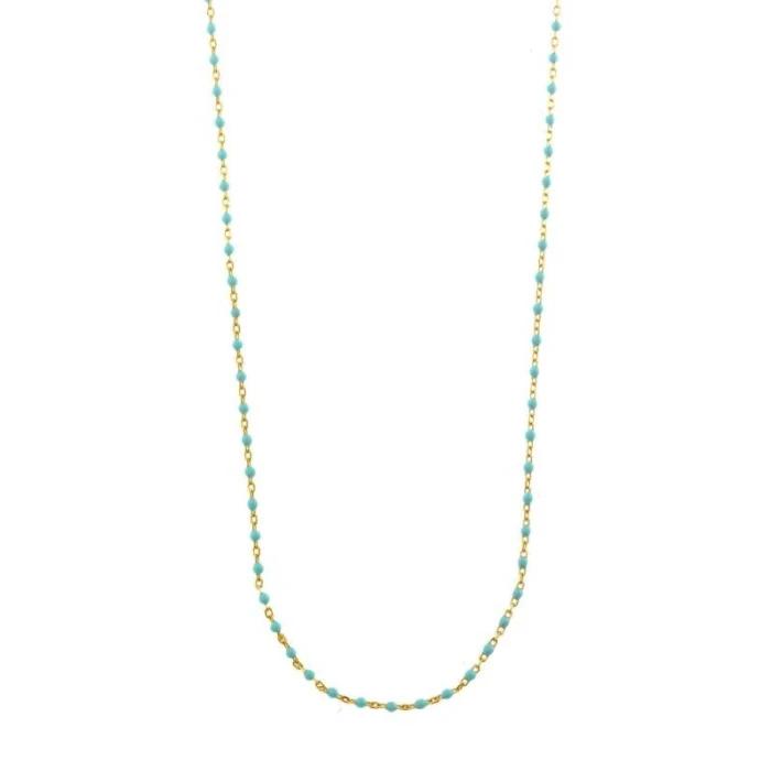 COLLAR PLATA CHAPADO DORADO BOLITAS ESMLALTADAS MENTA