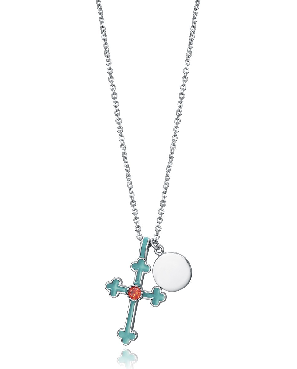 Collar plata cruz turquesa