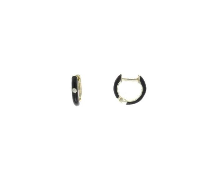PENDIENTES SALVATORE PLATA CHAPADA MINI ARO ESMALTADO NEGRO