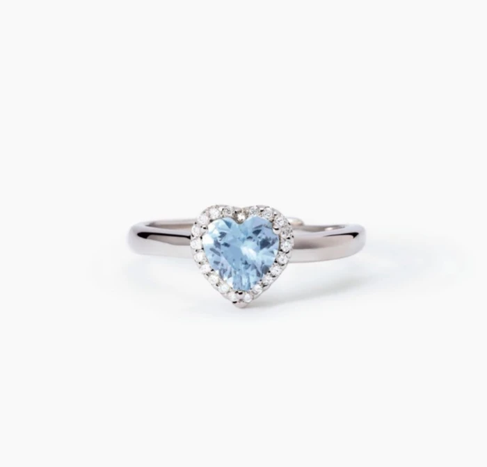 ANILLO CORAZÓN AGUAMARINA