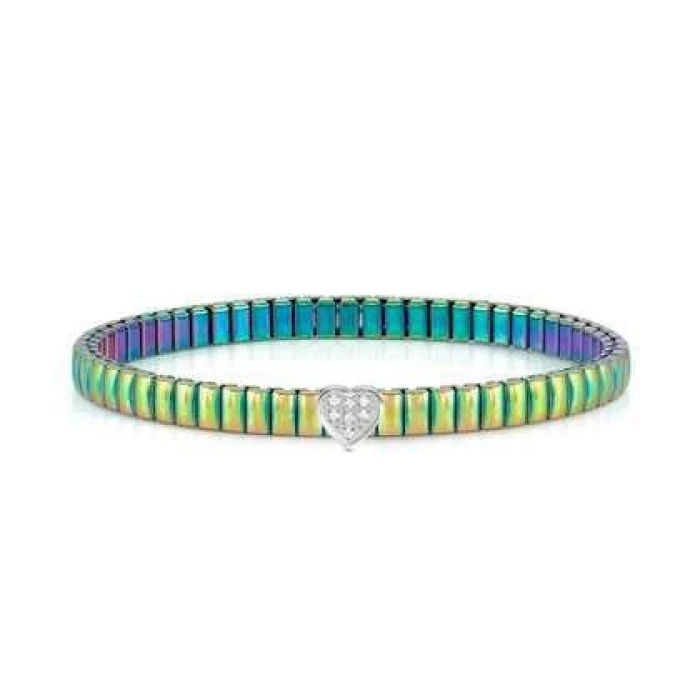 Pulsera XTE XSMALL ed. LIFE en acero y circonitas ac. TORNASOLADO CORAZÓN