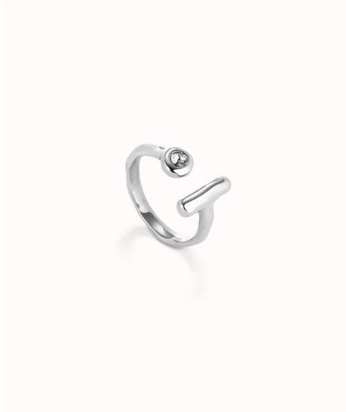 Anillo abierto bañado en plata de ley con topacio blanco