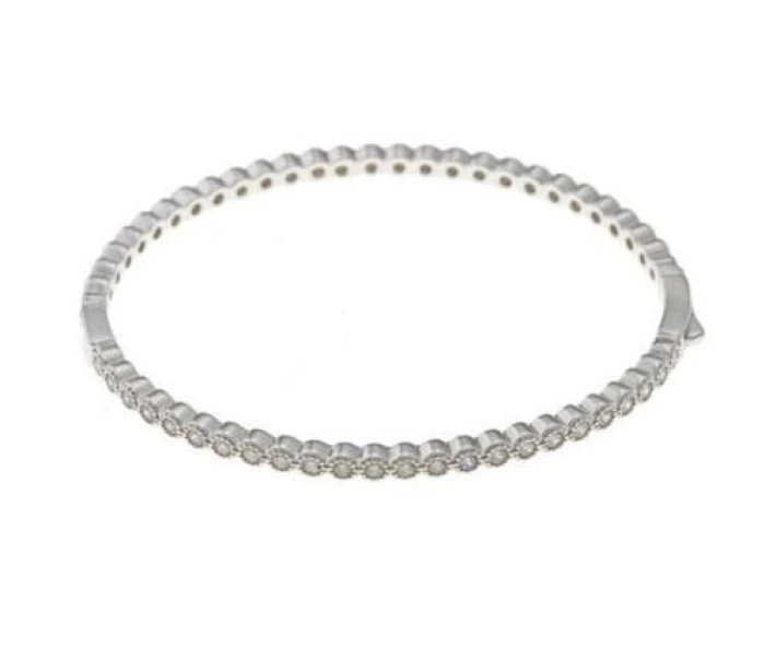 BRACELET BANGLE PLATA RODIO CZ BRILLANTE BLANCO / 6 X 5