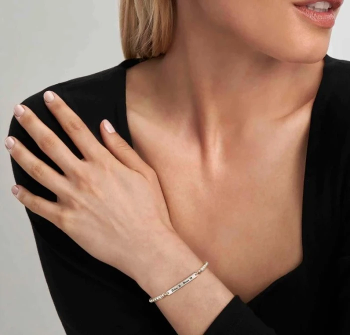PULSERA MESSAGGI D'AMORE CON PLACA GRABABLE Y PERLAS