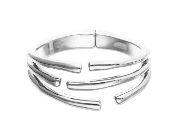 Pulsera de aleación de plata UNOde50 con forma de triple tubo