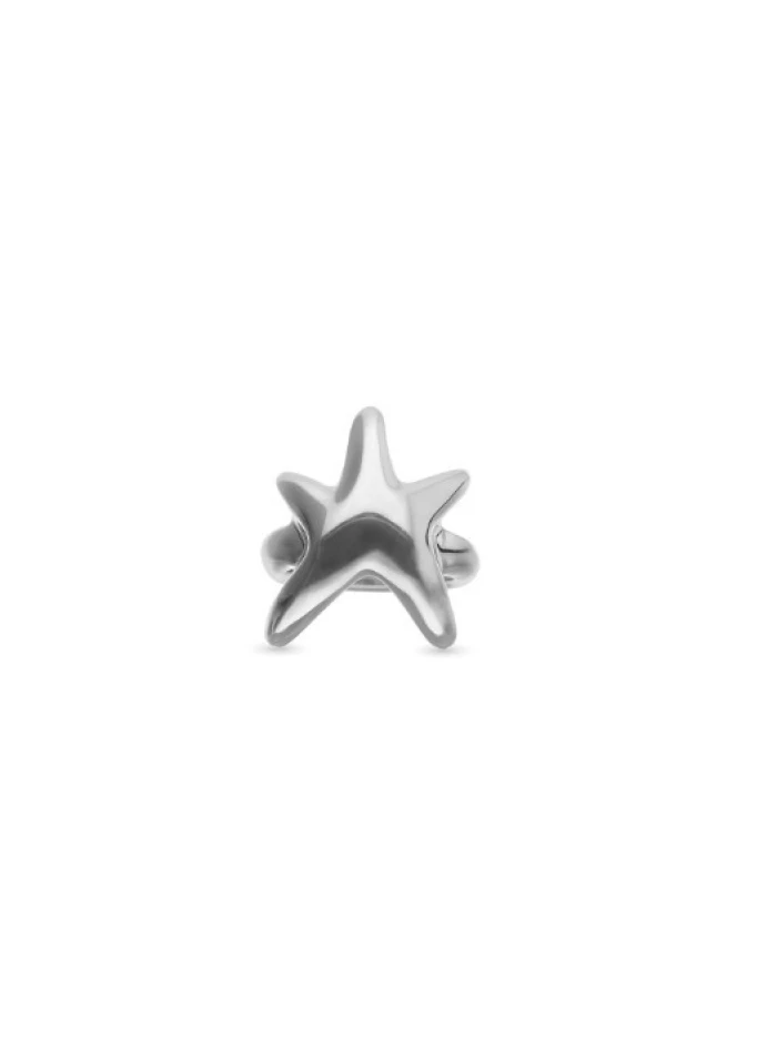 Anillo bañado en plata con estrella de mar
