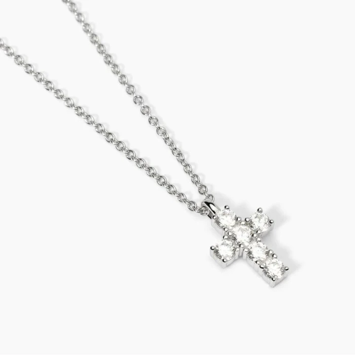 Gargantilla de plata con colgante cruz y circonitasCRUZ DEL SUR
