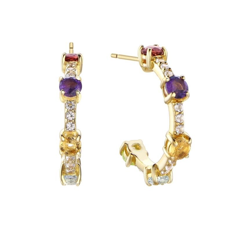 Pendientes Durán Exquse de la colección Melodía de Colores realizado en plata 925 con citrino, amatista, topacio azul y blanco,