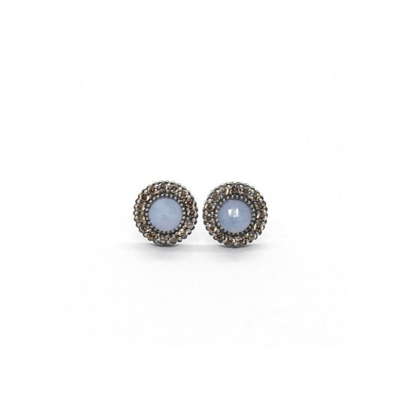 PENDIENTES CALCEDONIA AZUL Y CIRCONITAS