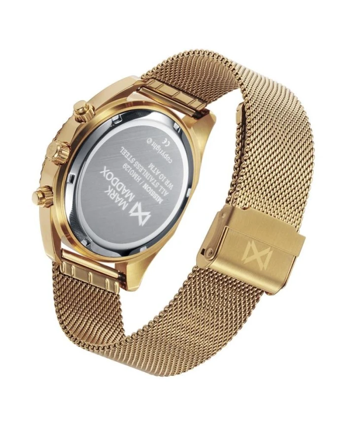 Mark Maddox Mission multifunción de acero con malla milanesa Ip dorado
