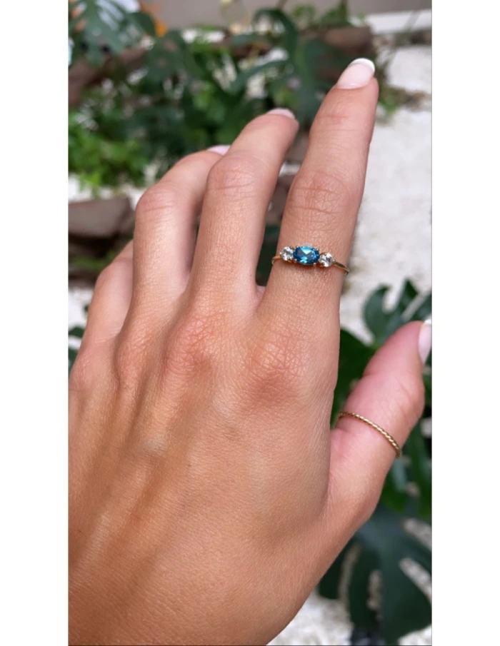 ANILLO CORONA AGUAMARINA TALLA 17