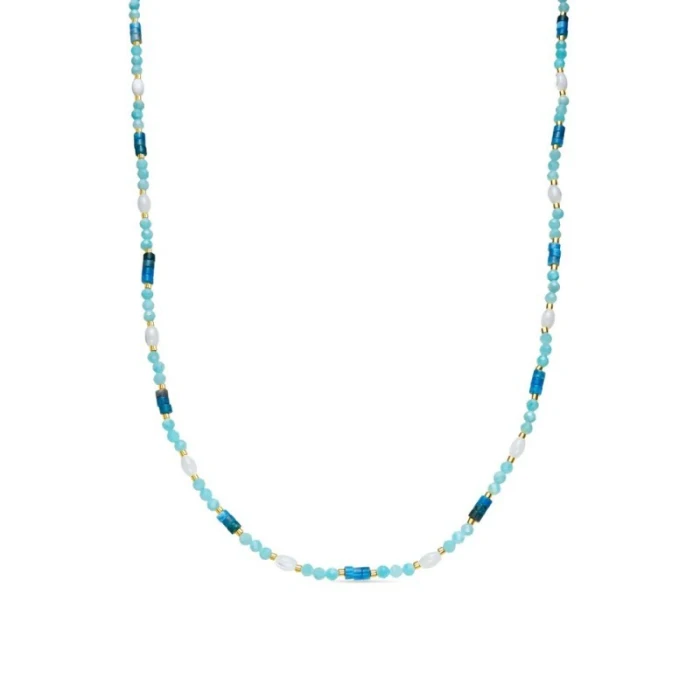 Collar acabado oro amarillo de 18k y Amazonita - Kico