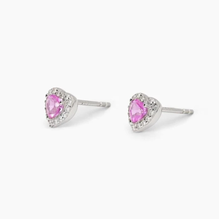 Pendientes de plata con turmalinas sintéticas talla corazónAMORÍO