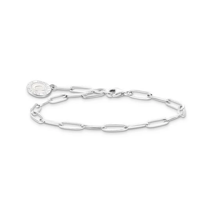 19CM PULSERA CHARM CON ESMALTE EN FRÍO BLANCO BRILLANTE PLATA