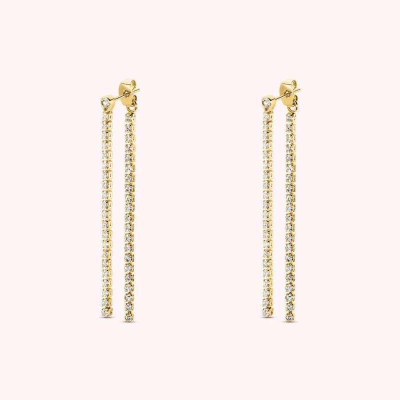 Pendientes largos ISIS - Cristal / Oro