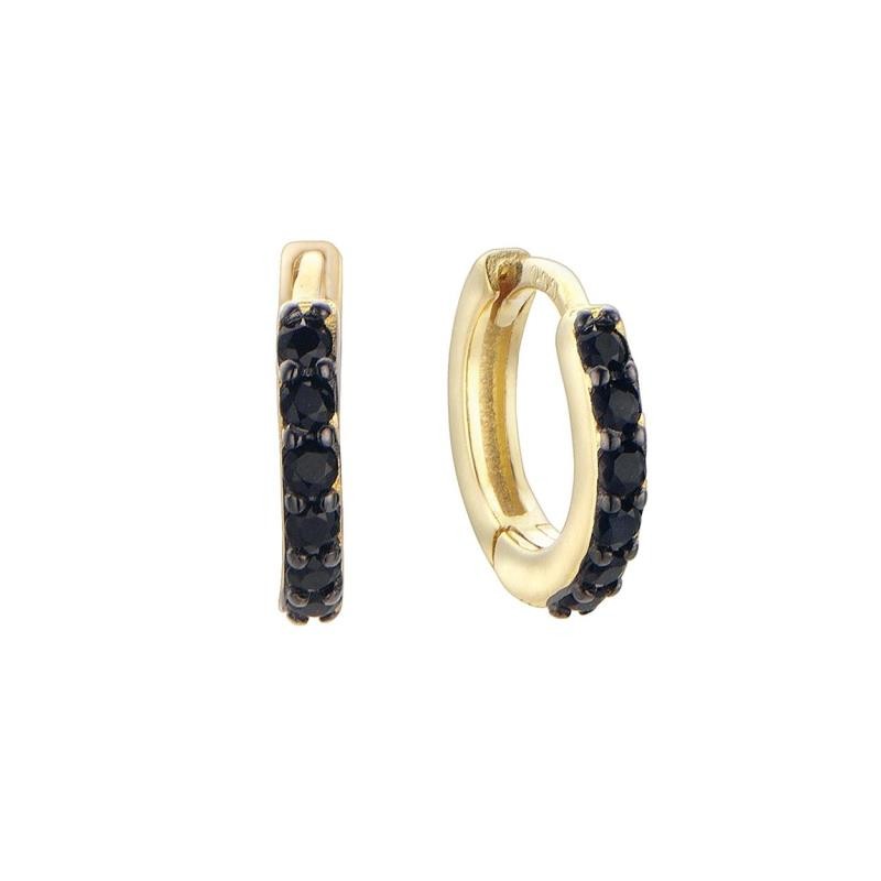 Pendientes de plata 925 bañada en oro amarilo Pretty Jewels de Durán Exquse con circonitas negras