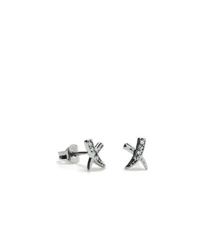Pendientes brillantes pequeños diseño cruzado con circonitas