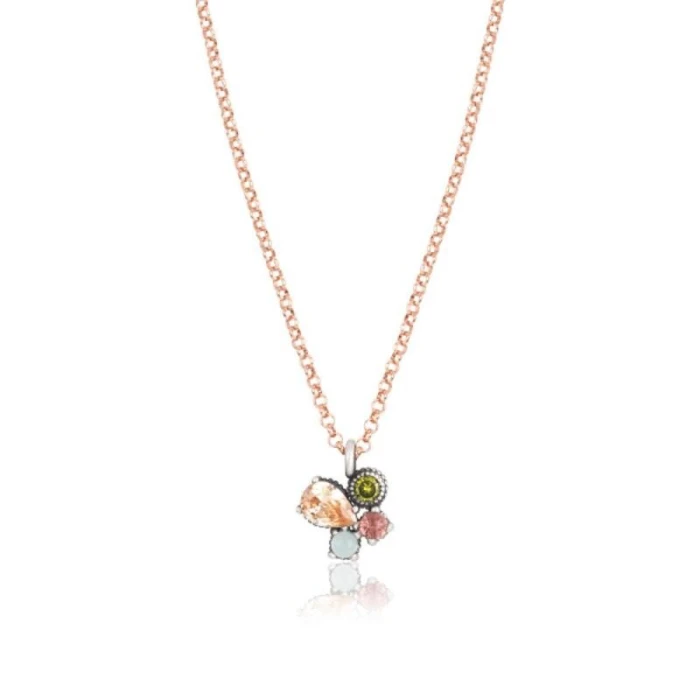 COLGANTE DE PLATA ,TURMALINA, ROSA, SIMIL OPALO AZUL Y CIRCONITAS