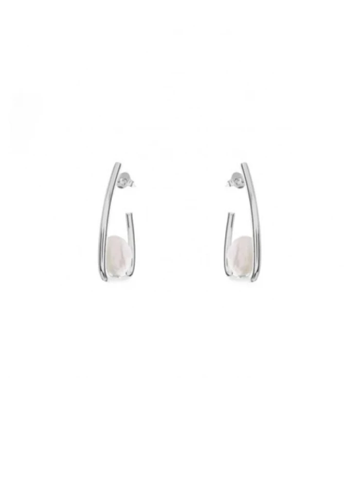 PLATA LINEARGENT PENDIENTES PERLA GEOMETRICO
