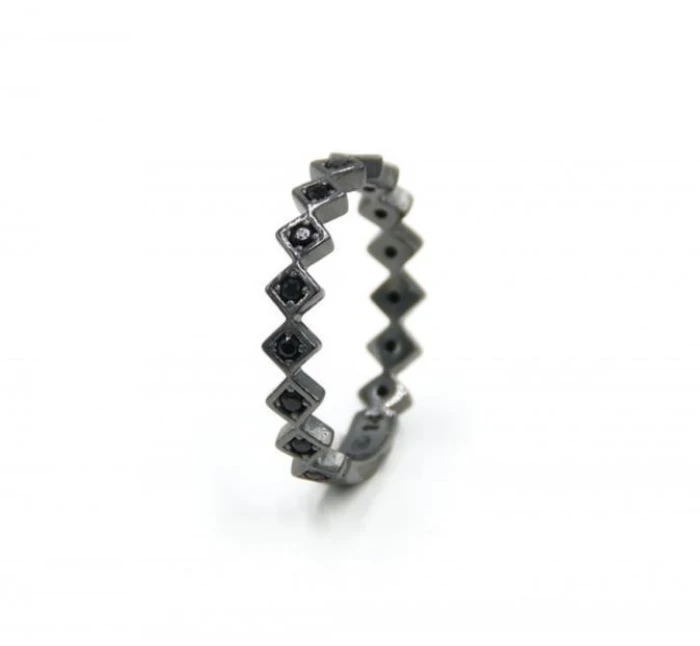 Anillo Essentials Luca Lorenzini rodio Negro