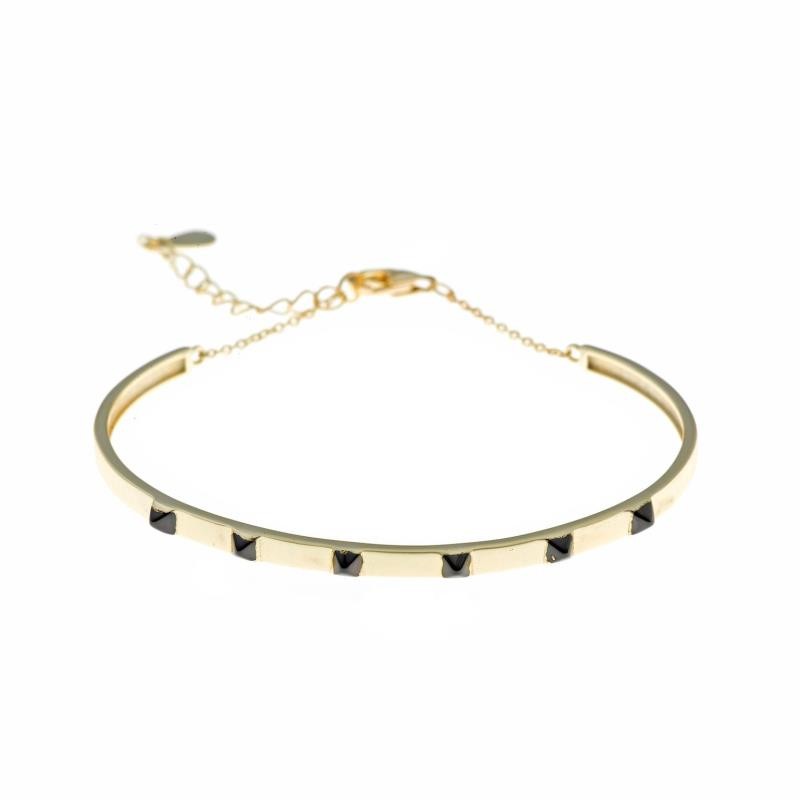 PULSERA CAÑA PLATA CHAPADO DORADO PINCHOS CHAPADO
