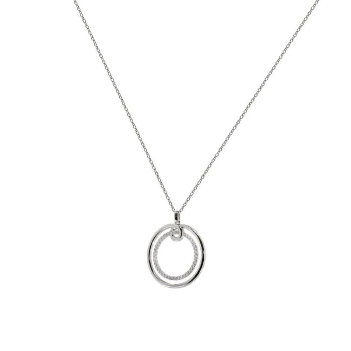 Colgante brillante diseño doble círculo con circonitas