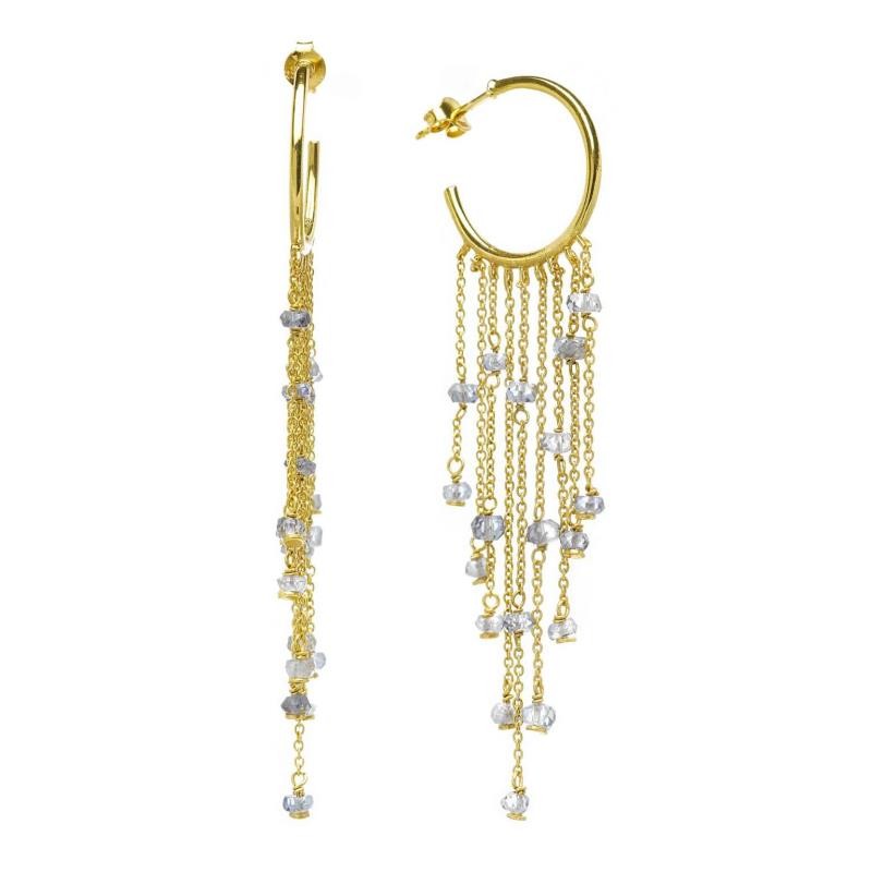 PENDIENTES PLATA CHAPADO DORADO ARO CON CADENAS