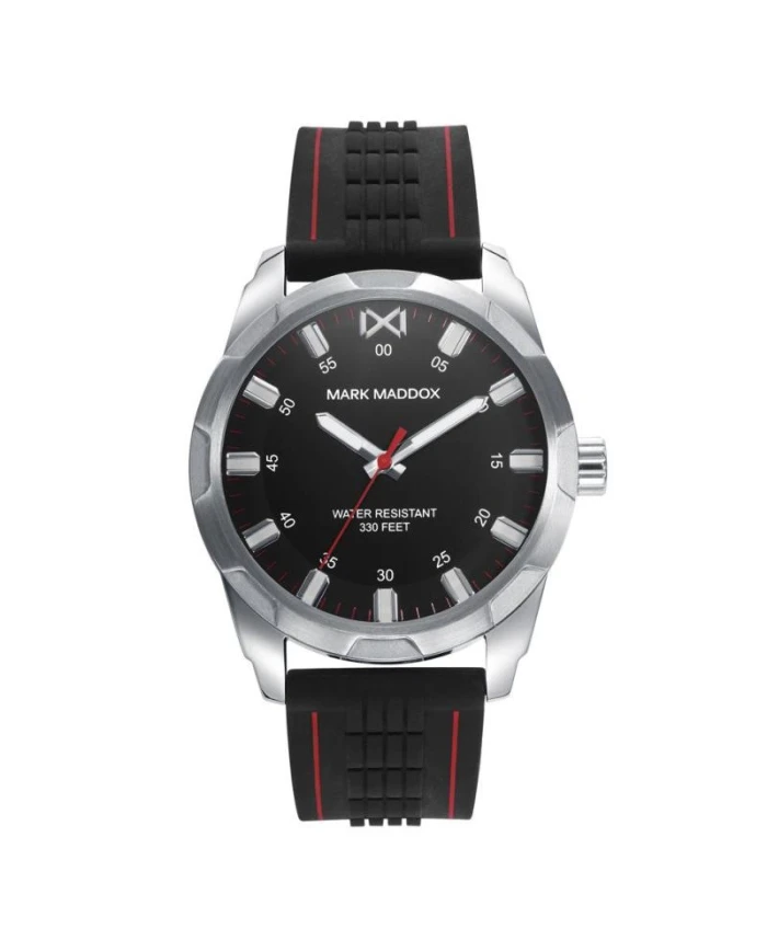 Reloj de hombre MISSION con esfera negra y correa de silicona negra
