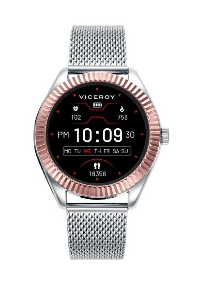 Reloj Smart caja bicolor y malla milanesa de acero