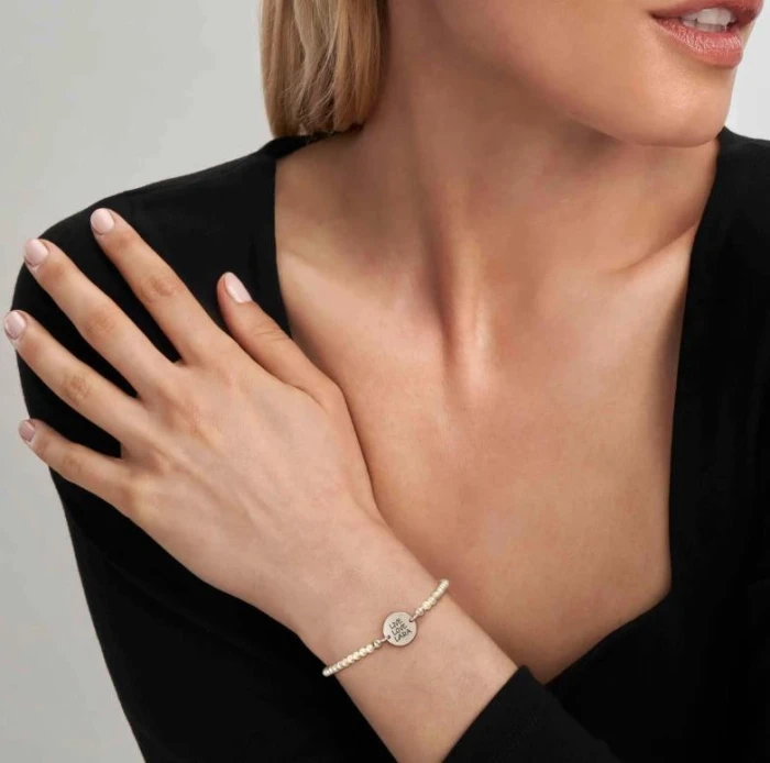PULSERA MESSAGGI D'AMORE CON MEDALLA GRABABLE Y PERLAS