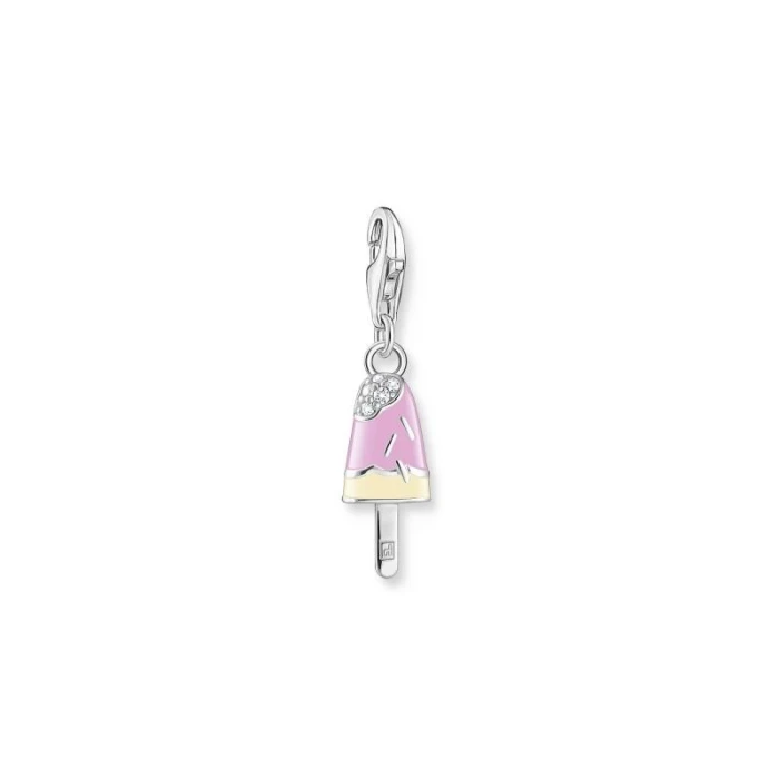 CHARM HELADO DE COLORES CON PIEDRAS BLANCAS PLATA
