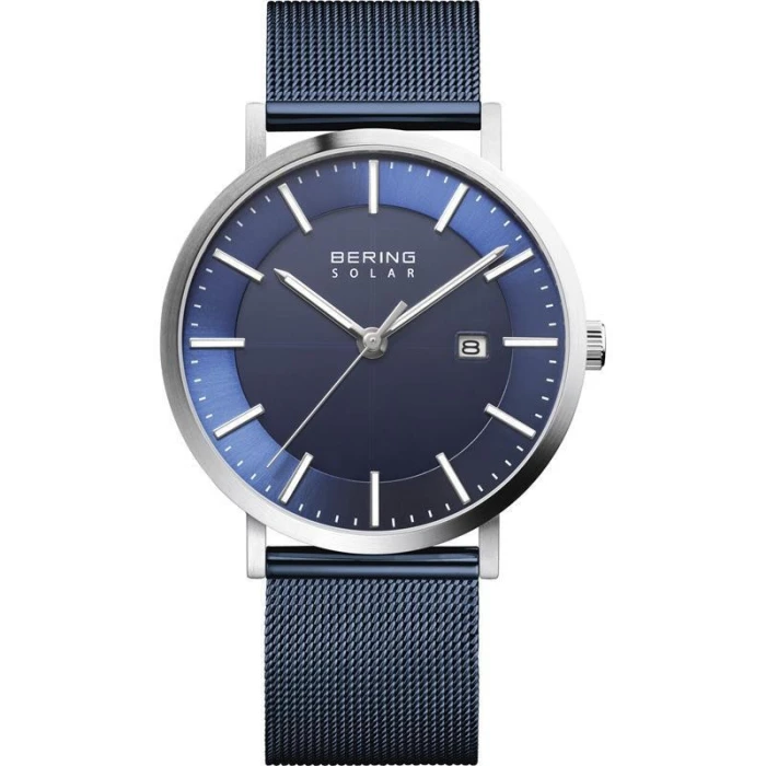 Reloj Bering Solar  Azul y Plateado Analógico