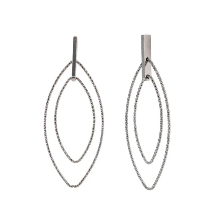 Pendientes plata  dos elipses diamantados