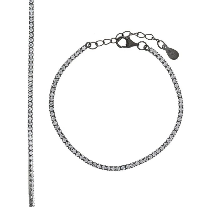 PULSERA PLATA CHAPADO RUTENIO CIRCONITAS BRILLANTES BLANCAS