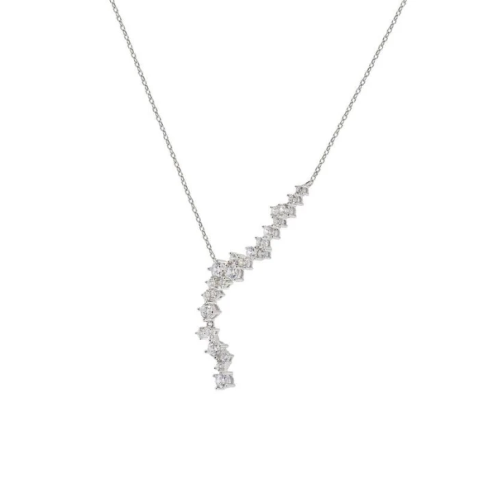 Colgante brillante de plata diseño cascada estilo novia