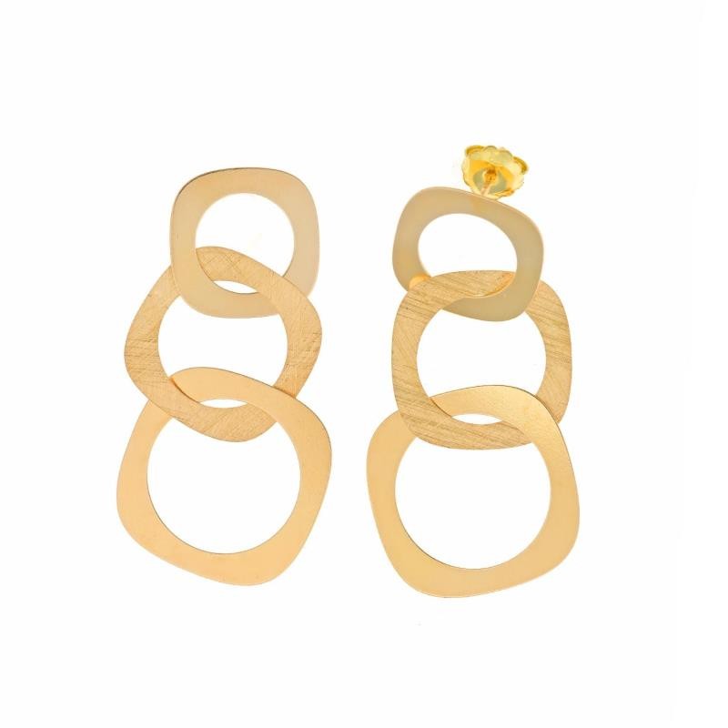 PENDIENTES PLATA CHAPADO DORADO TRES CUADRADO ENTRELAZADO
