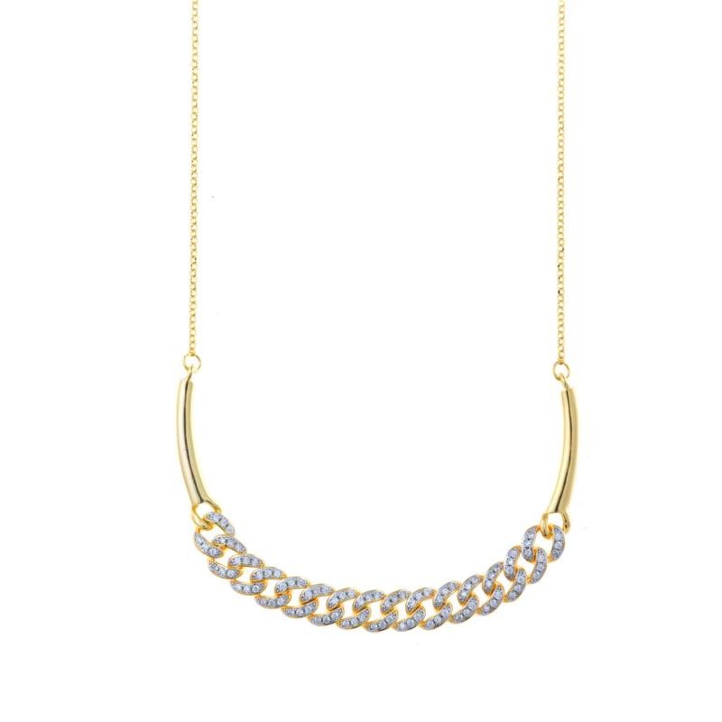 COLLAR PLATA CHAPADO DORADO CADENA BARBADA CIRCONITAS