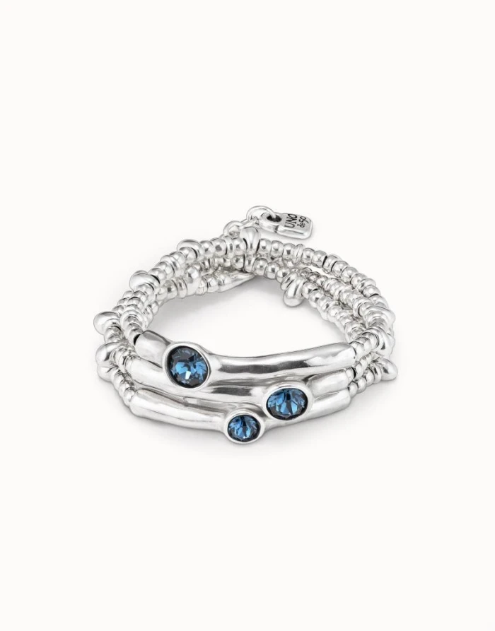 Pulsera triple bañada en plata de ley y cristal .