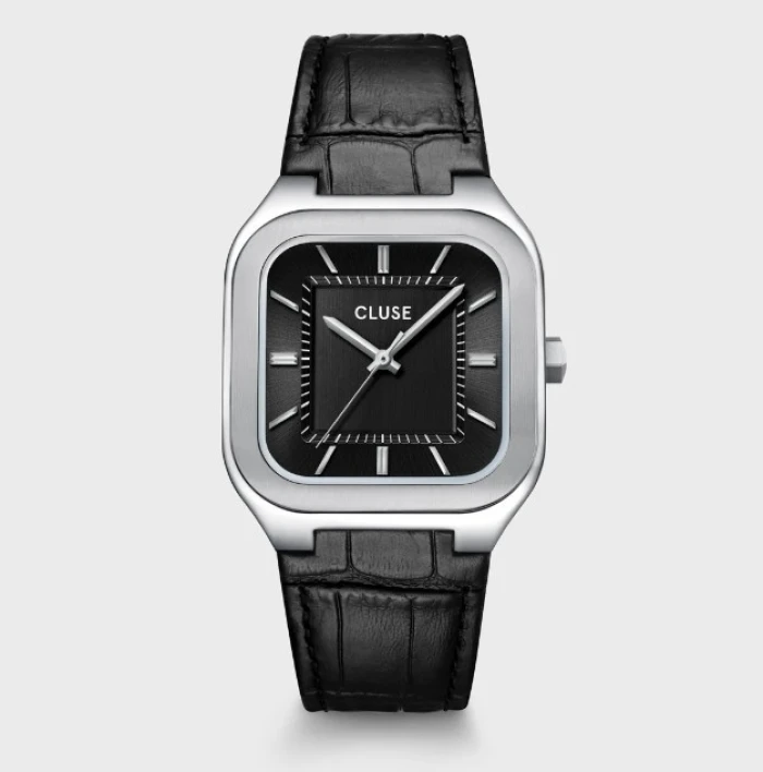 Quadrus Leather, Black, Silver Colour
