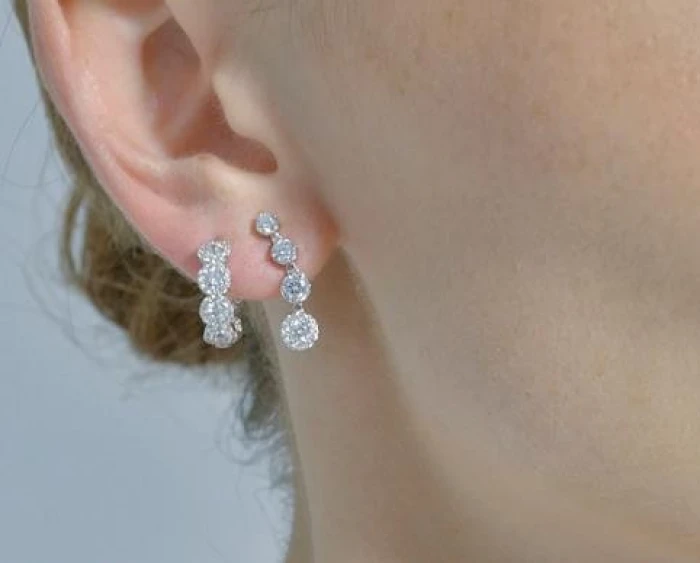 Pendientes Salvatore Plata Baño Rodio y Circonitas Blancas