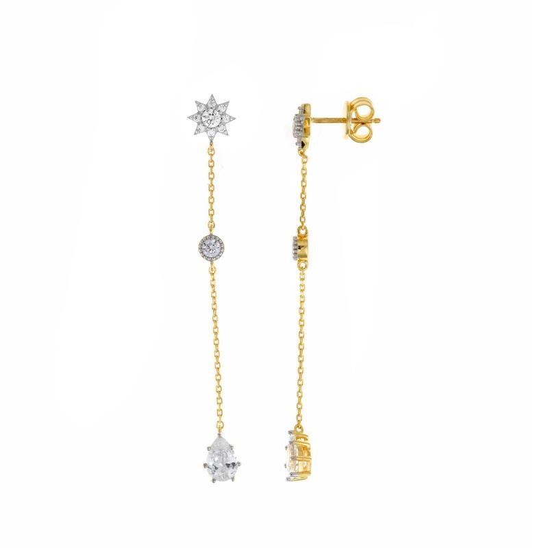 PENDIENTES PLATA CHAPADO DORADO ESTRELLA POLAR, CIRCULO