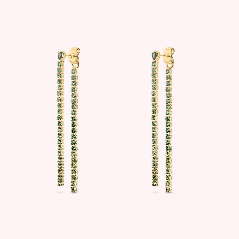 Pendientes largos ISIS - Verde / Oro