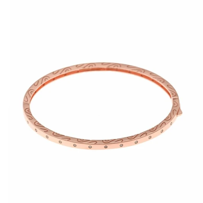PULSERA CAÑA PLATA CHAPADO ROSA CIRCONITAS BRILLANTES