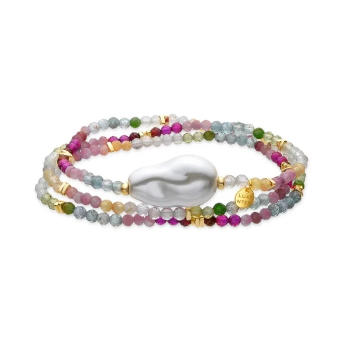 Pulsera de Plata de Ley 925 y Cristal Multicolor acabado oro amarillo de 18k - Lorex