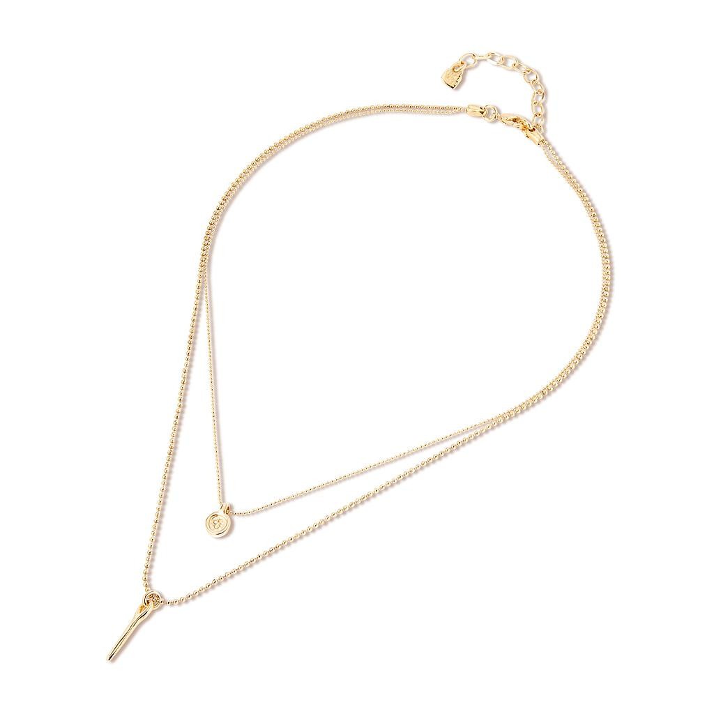COLLAR DOBLE AGUJA Y BOTON ORO